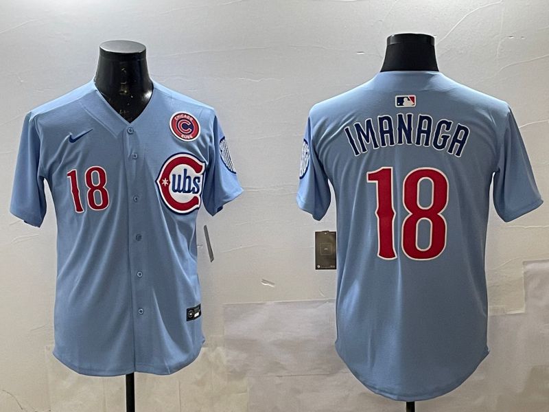 Men Chicago Cubs #18 Imanaga Light Blue Throwback 2025 Nike MLB Jersey style 11